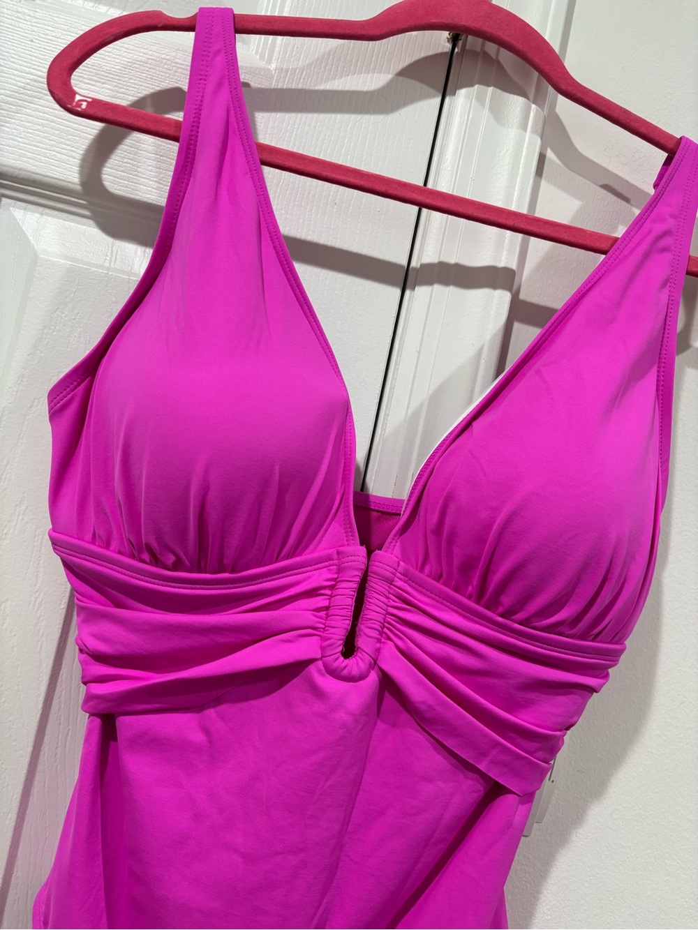 NWT Bleu By Rod Beattie Plunging Pink One Piece Swimsuit Dahlia Swim Size 10 $98 - Picture 7 of 12